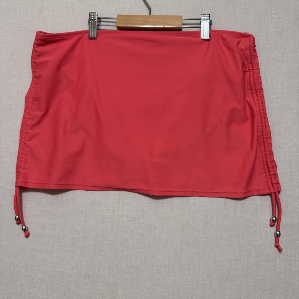 Collections By Catalina Coral Swim Skirt Drawstring Sides Built In Brief